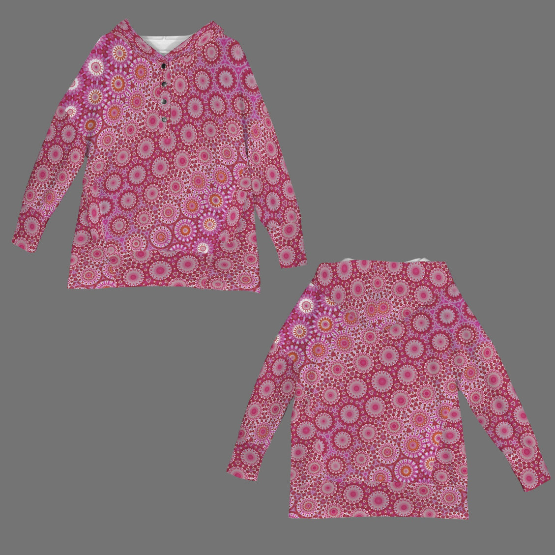 V Neck Pocket Hoodie Raspberry Swirl