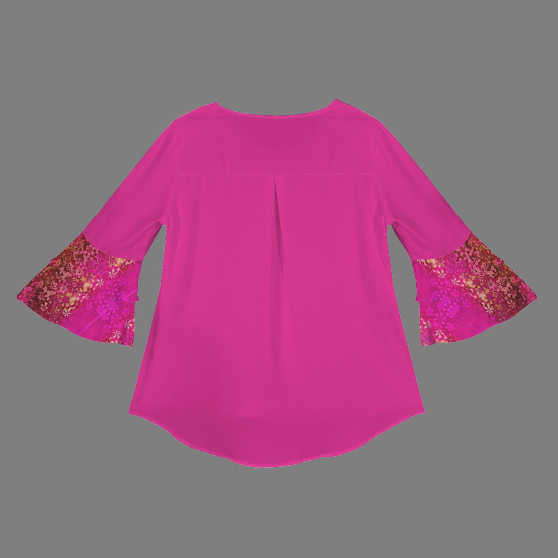 Layered Flare Sleeve Blouse Fuchsia Orchids