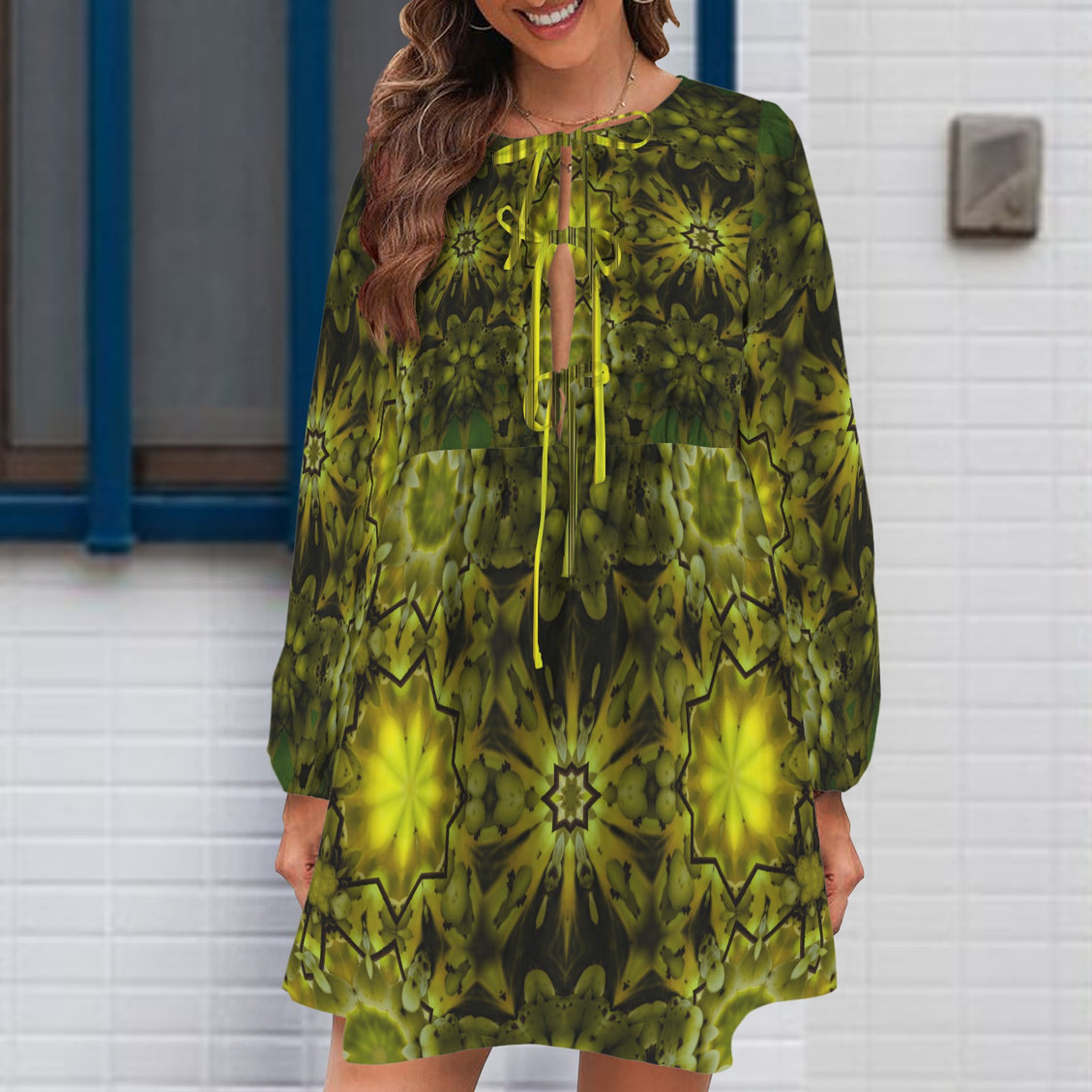 Long Sleeve Tie Front Tunic Forest