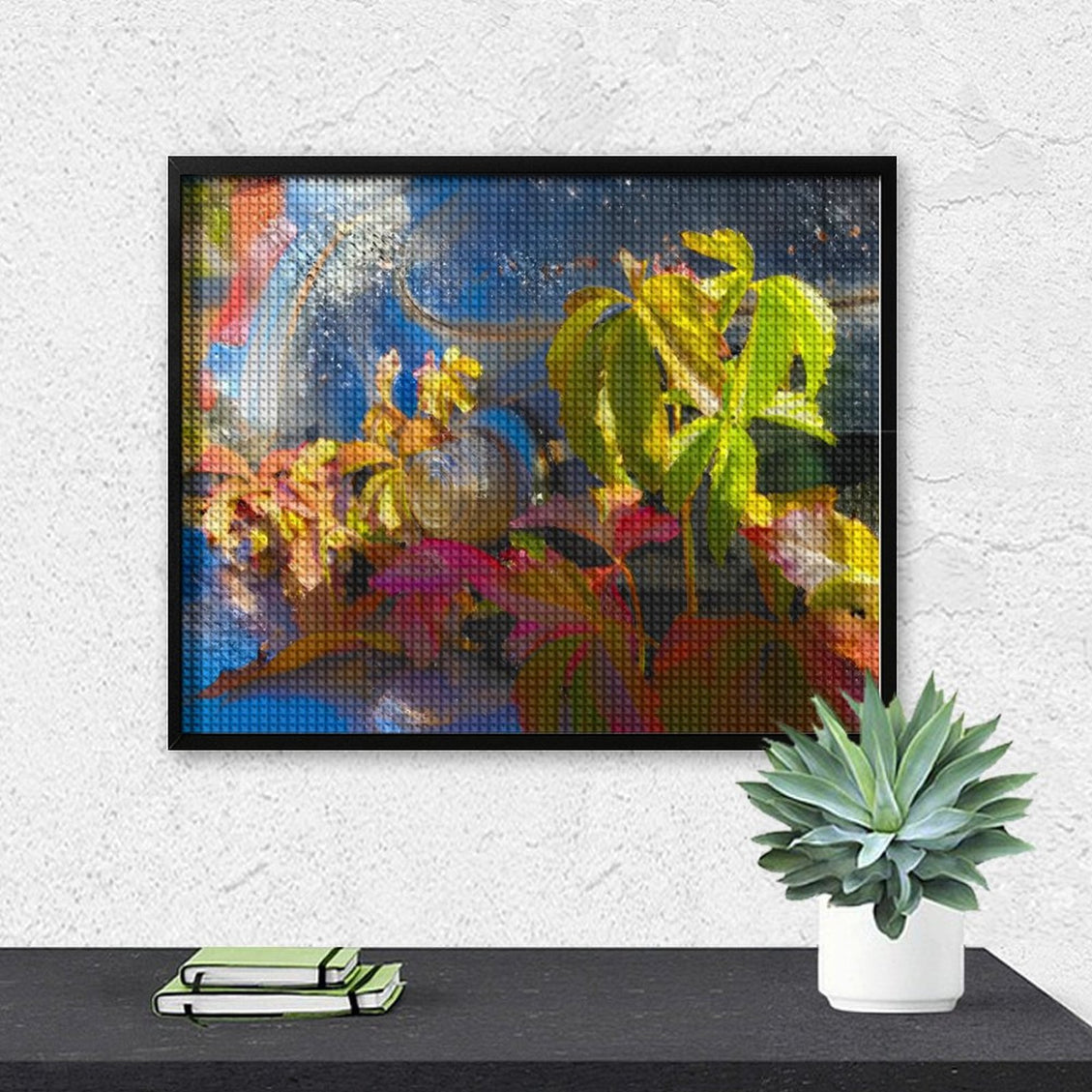 Design Diamond Painting 20"×16"(Horizontal) Classic Car Fall Leaves