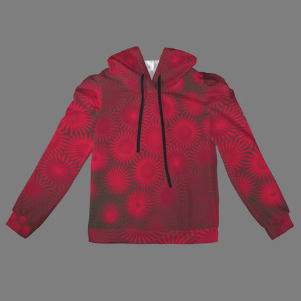 Puff Sleeve Hoodie Red Wildflowers