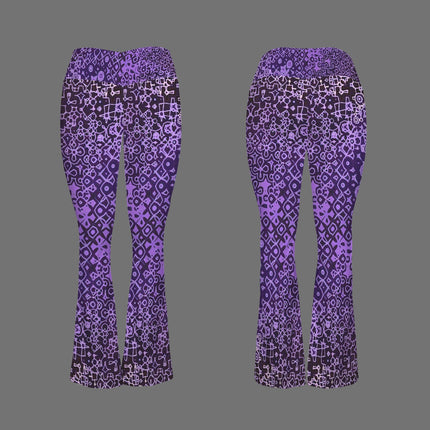Flare Leggings Purple and Black Graphic