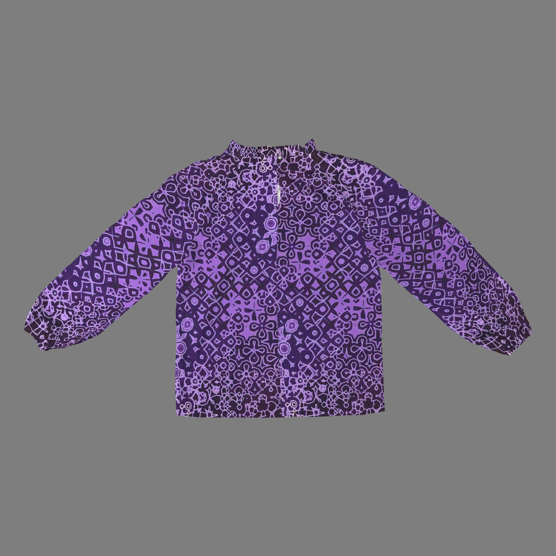 Long Slit Sleeve Blouse Purple Black Abstract