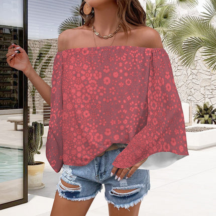 Trumpet Sleeve Blouse MIlkweed Abstract Red