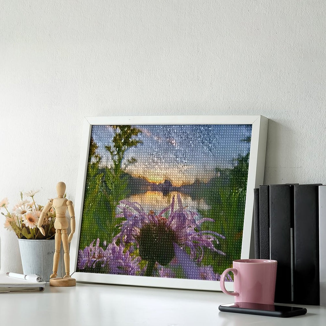 Design Diamond Painting 20"×16"(Horizontal) Sunset on Sylvan Lake