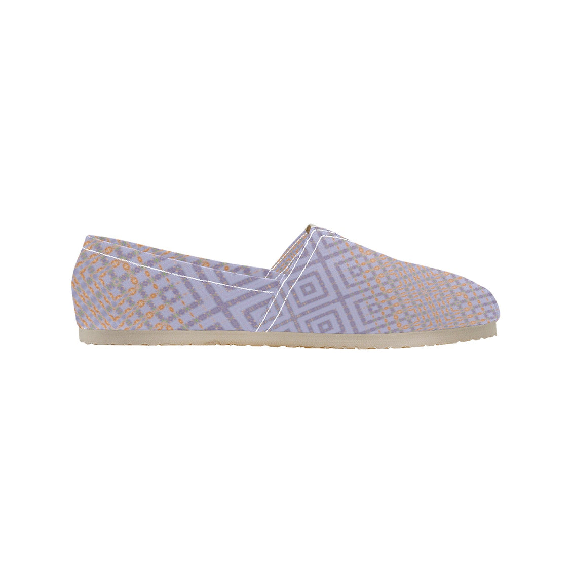 Espadrilles Canvas Badlands Lavendar and Tangerine Plaid Women's Canvas Slip-On Shoes(Model1206)
