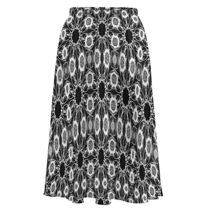 Layered Chiffon Skirt Black and White Flower