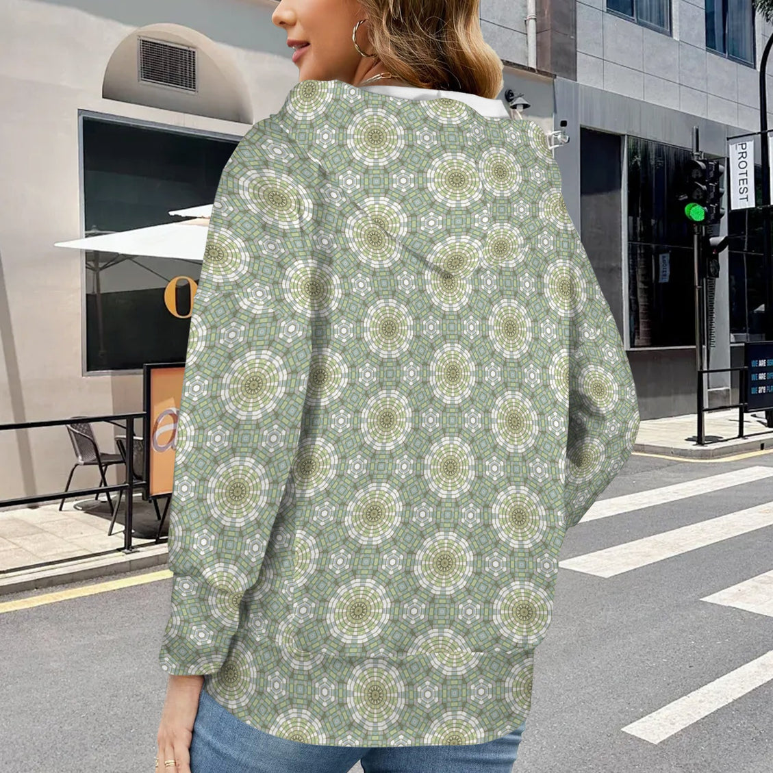 Hooded Pullover Carnival Tile Yellow and Green