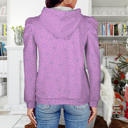 Puff Sleeve Hoodie Lavendar Wildflowers