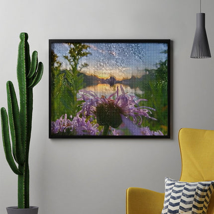 Design Diamond Painting 20"×16"(Horizontal) Sunset on Sylvan Lake