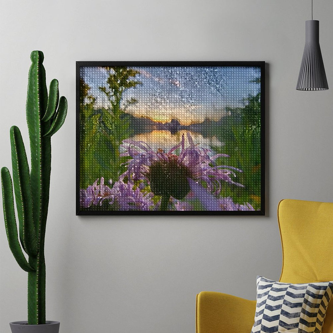 Design Diamond Painting 20"×16"(Horizontal) Sunset on Sylvan Lake