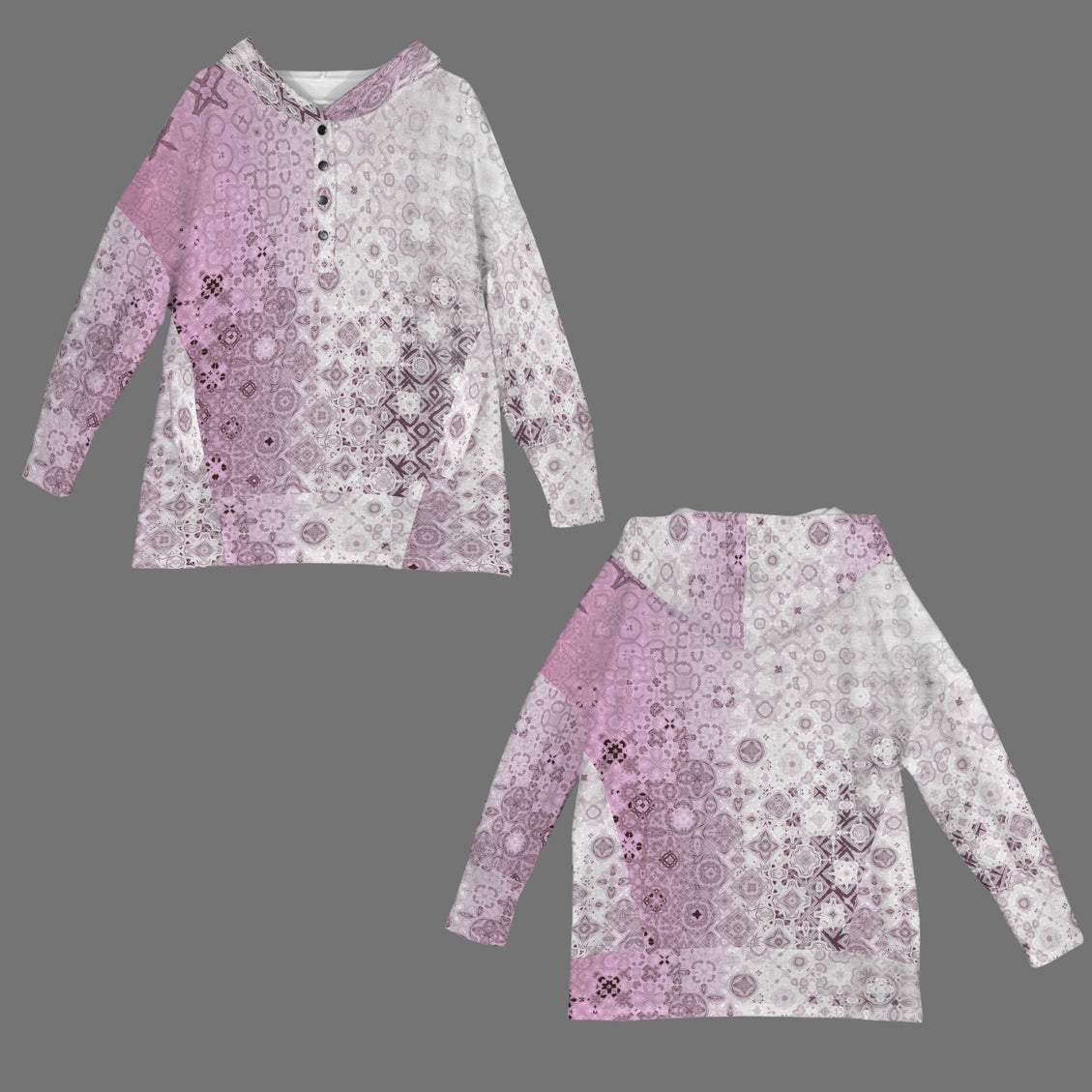 Hooded Pullover Pink Glass Ombre