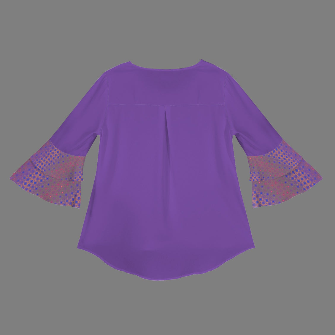 Layered Flare Sleeve Blouse Purple Festive