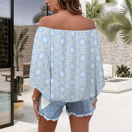 Trumpet Sleeve Blouse Blue Sky Dandelion
