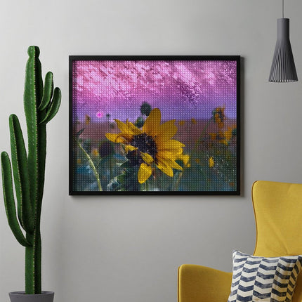 Design Diamond Painting 20"×16"(Horizontal) Sunflower Smokey Sunset