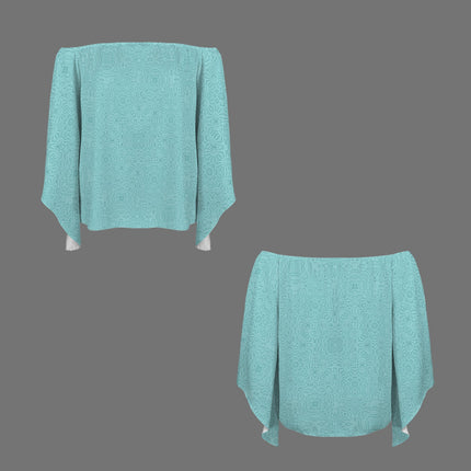 Trumpet Sleeve Blouse Retro Turquoise Lace