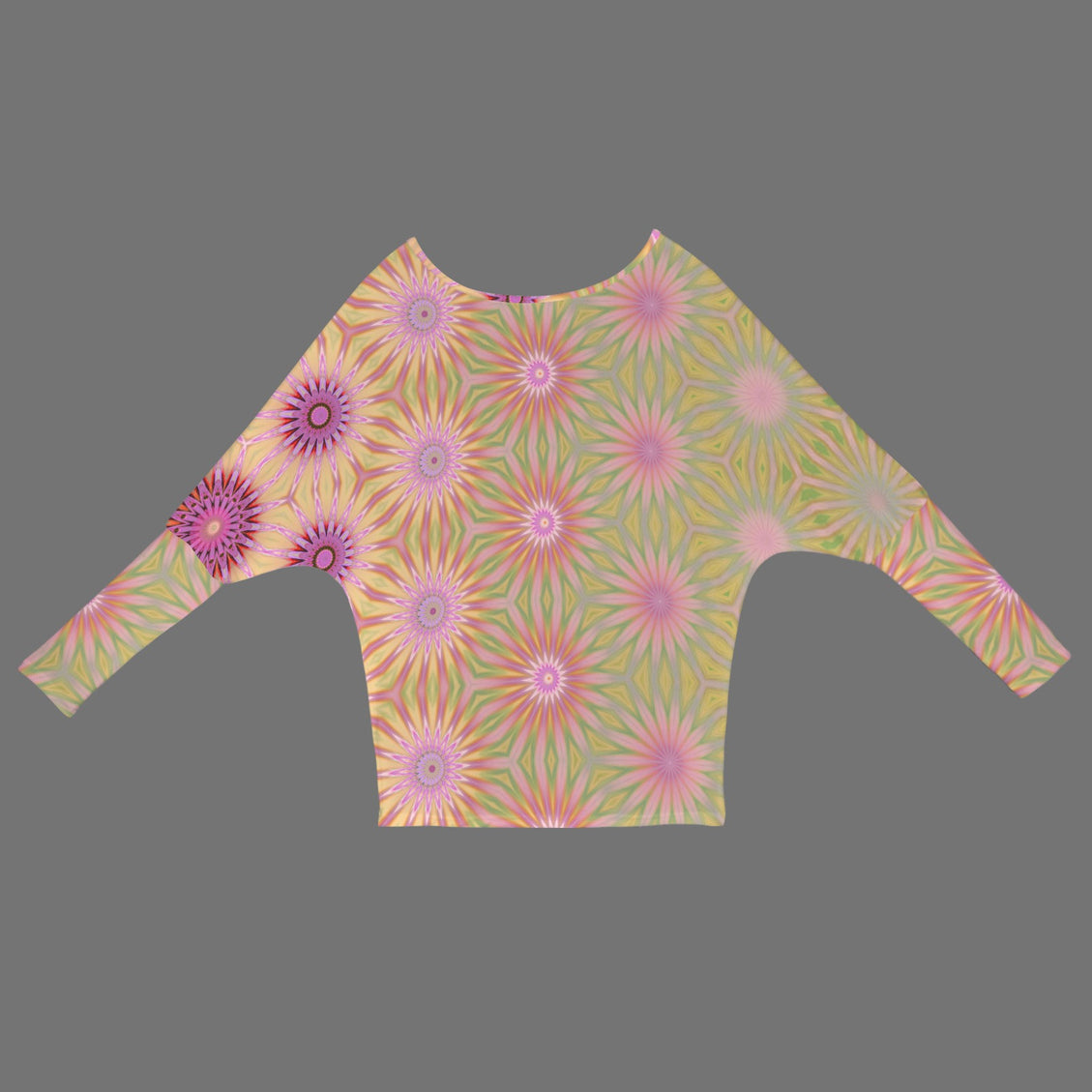 Batwing Long Sleeve Sweater Purple Pink Coneflowers