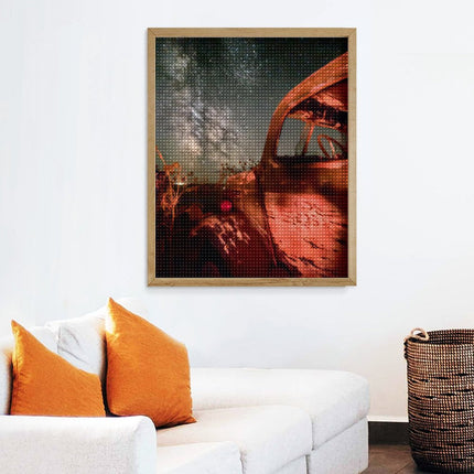 Design Diamond Painting 16"×20"(Vertical) Old Truck Under the Milkway