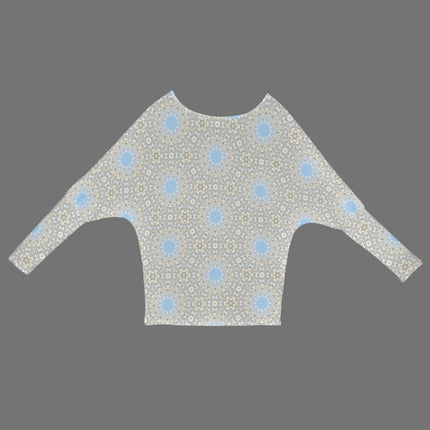Batwing Long Sleeve Sweater Blue Dandelion Geometric