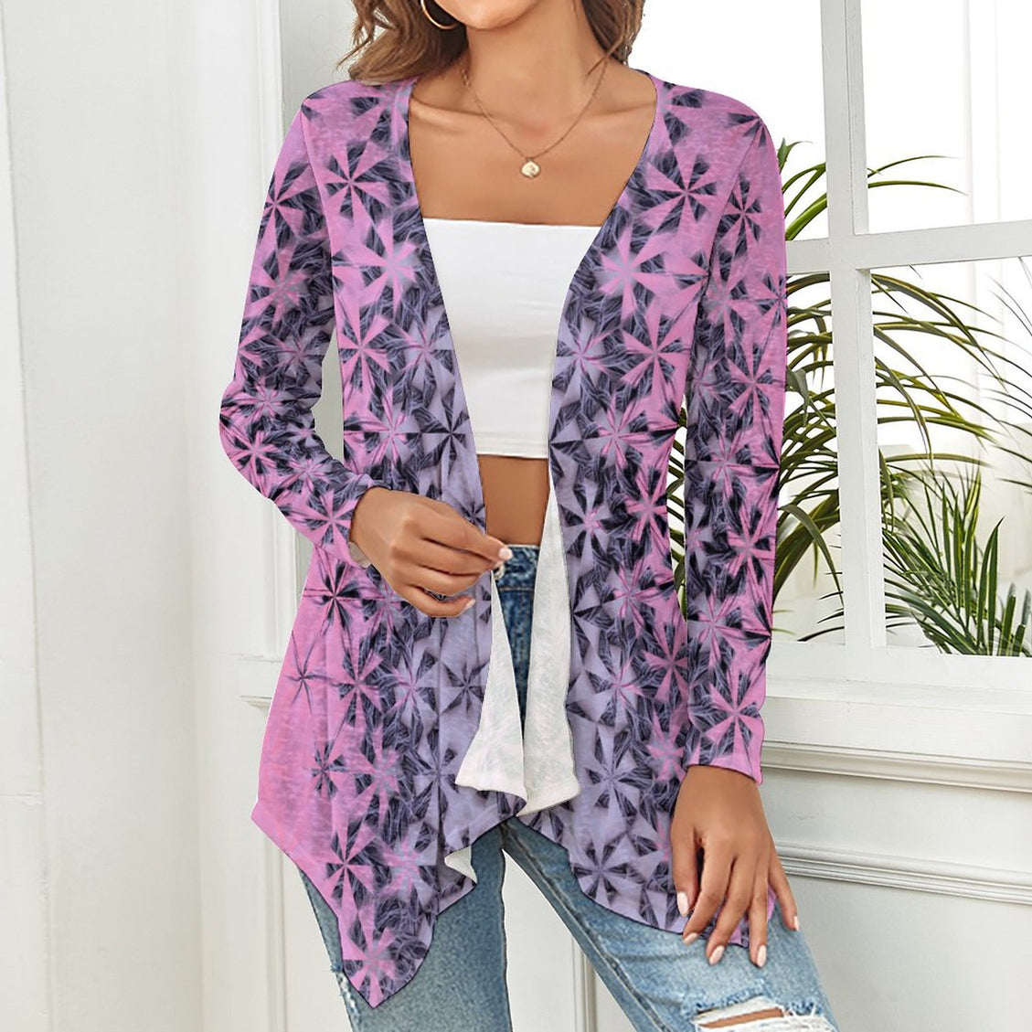 Knitted Cardigan Summerville Sunset Purple and PInk