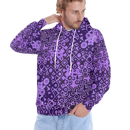 Men's Hoodie Black and Purple Abstract