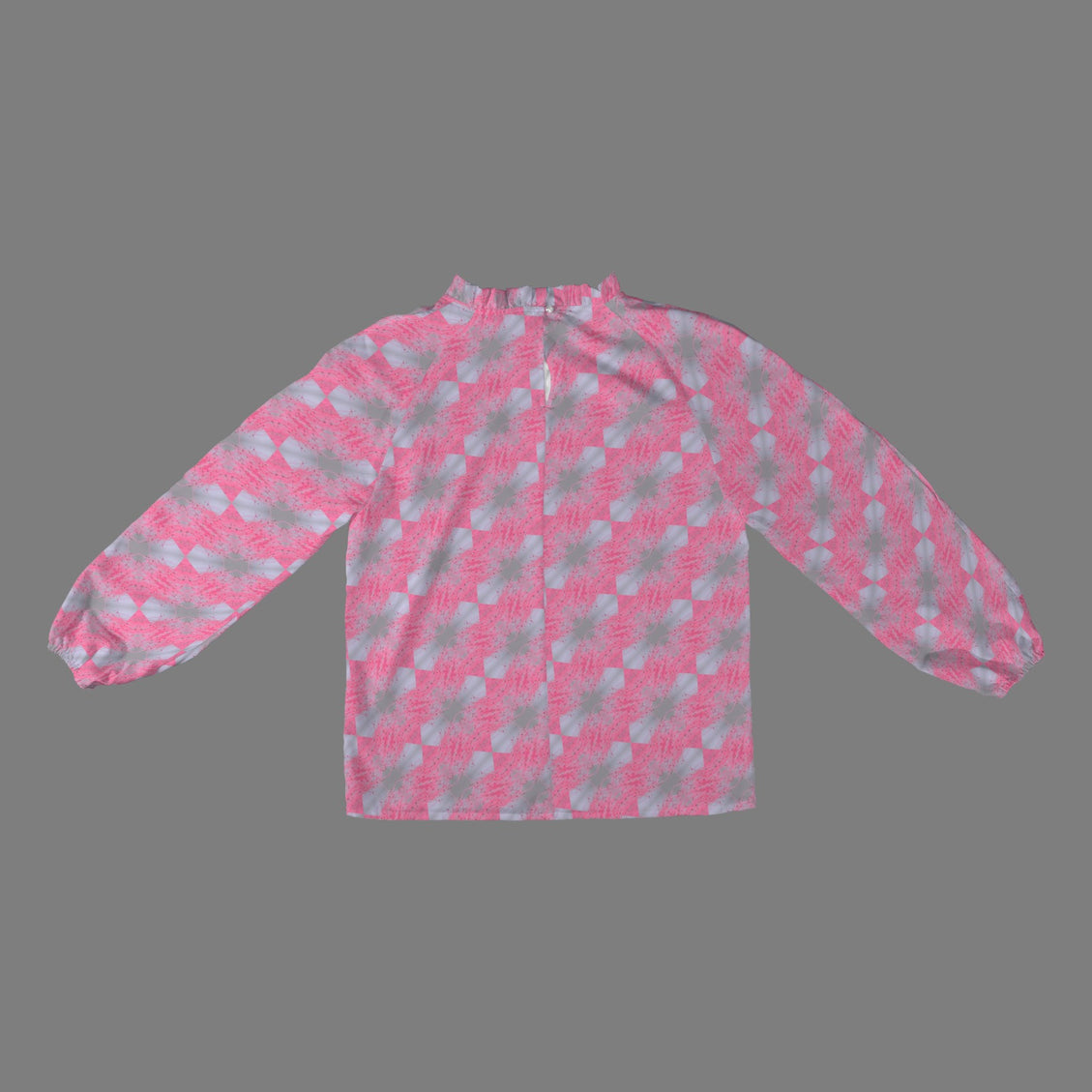 Long Slit Sleeve Blouse Pink Butterfly Balm