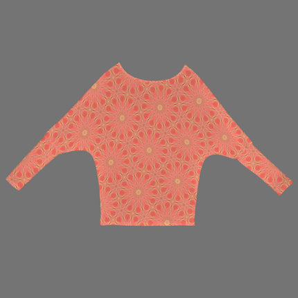 Batwing Long Sleeve Sweater Orange Flowers