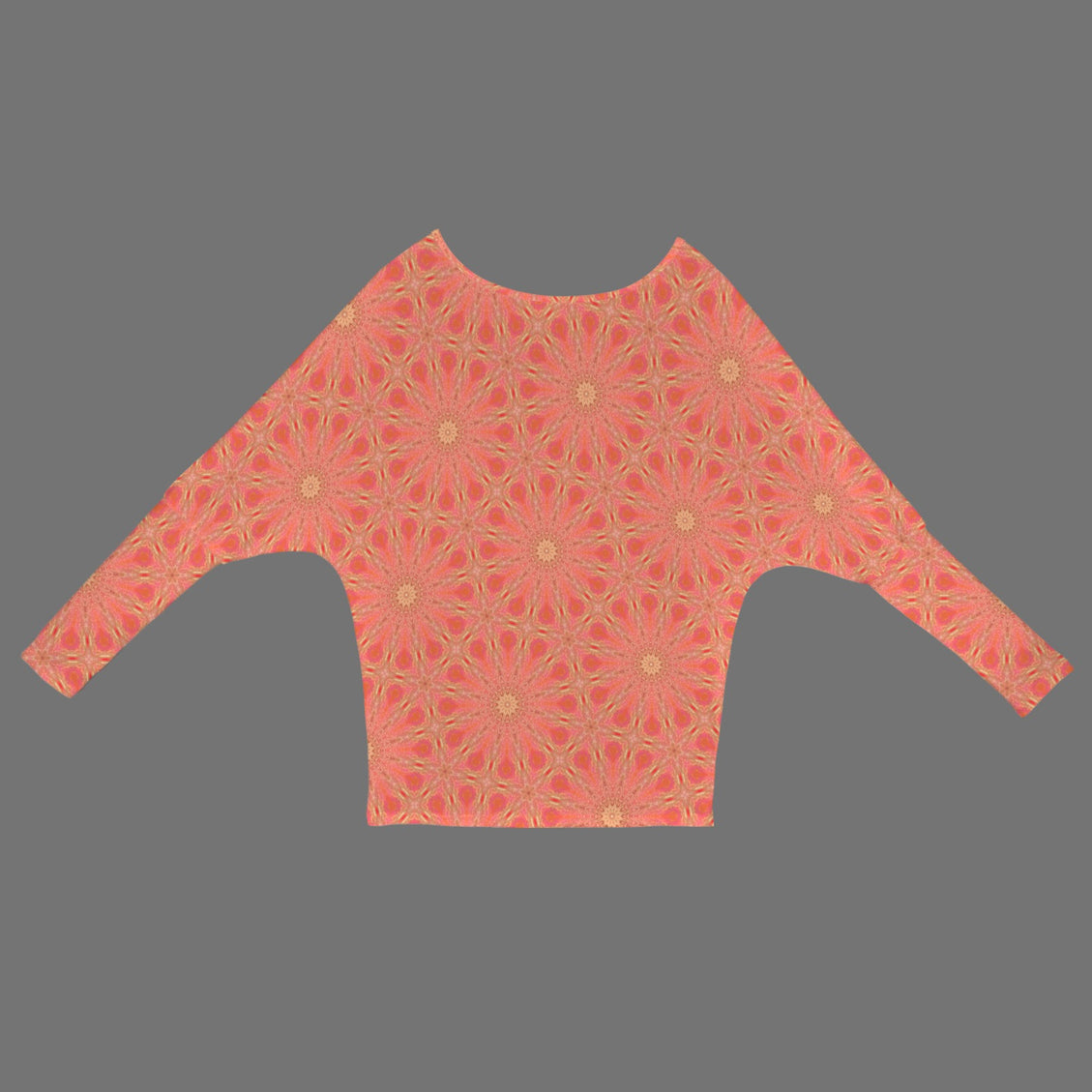 Batwing Long Sleeve Sweater Orange Flowers