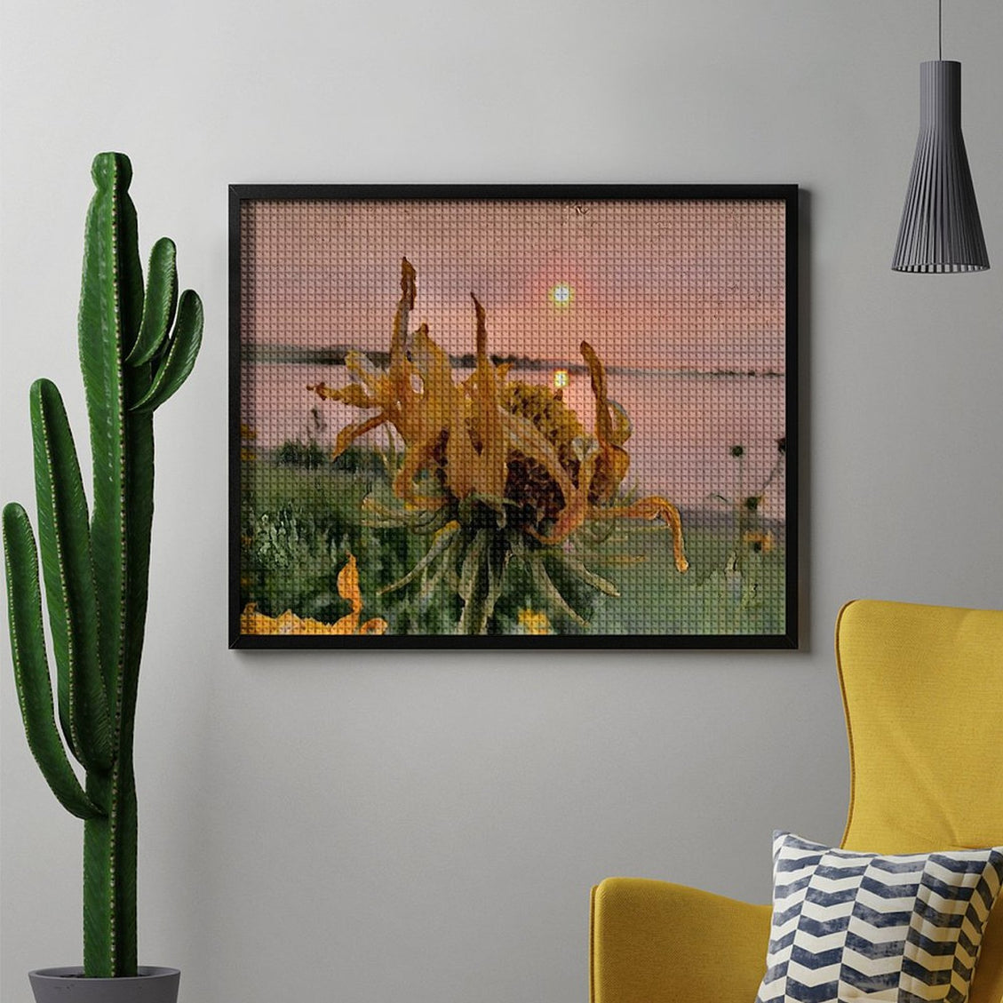 Design Diamond Painting 20"×16"(Horizontal) Sunflower Sunrise Owen Lake