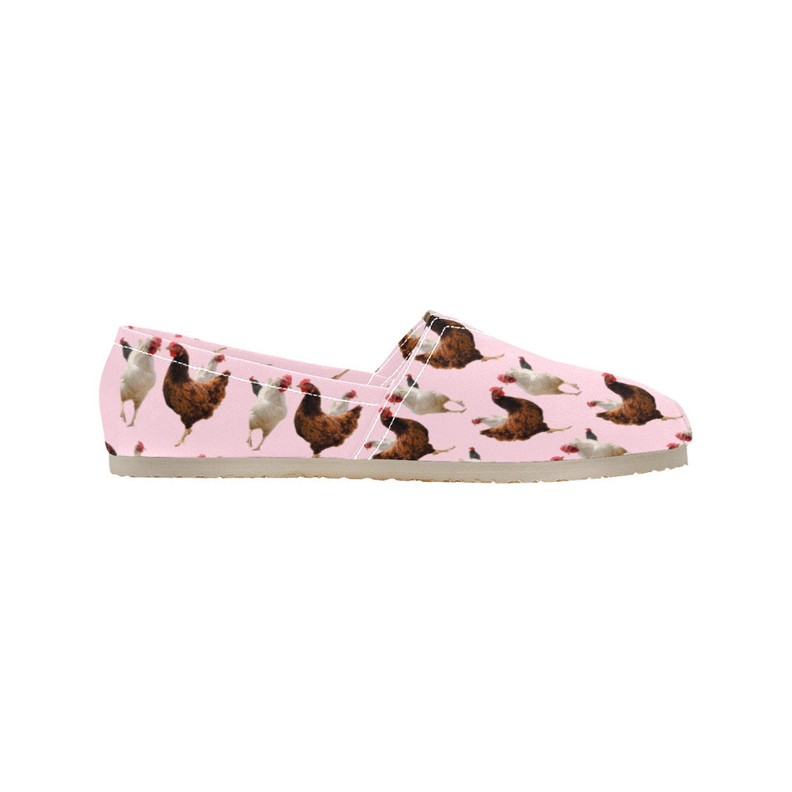 Espadrilles Canvas Flock of Chickens Soft Pink Women's Canvas Slip-On Shoes(Model1206)