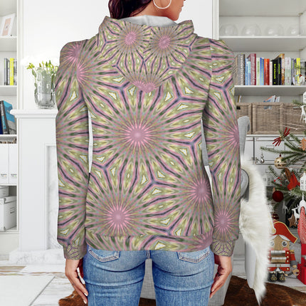 Puff Sleeve Hoodie Wildflowers Pink Swirl