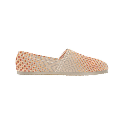 Espadrilles Canvas Apricot Hollyhocks Taupe Plaid Women's Canvas Slip-On Shoes(Model1206)