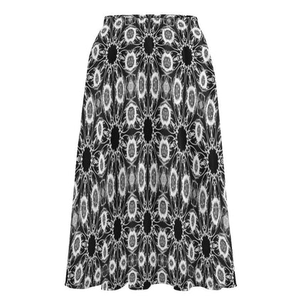 Layered Chiffon Skirt Black and White Flower