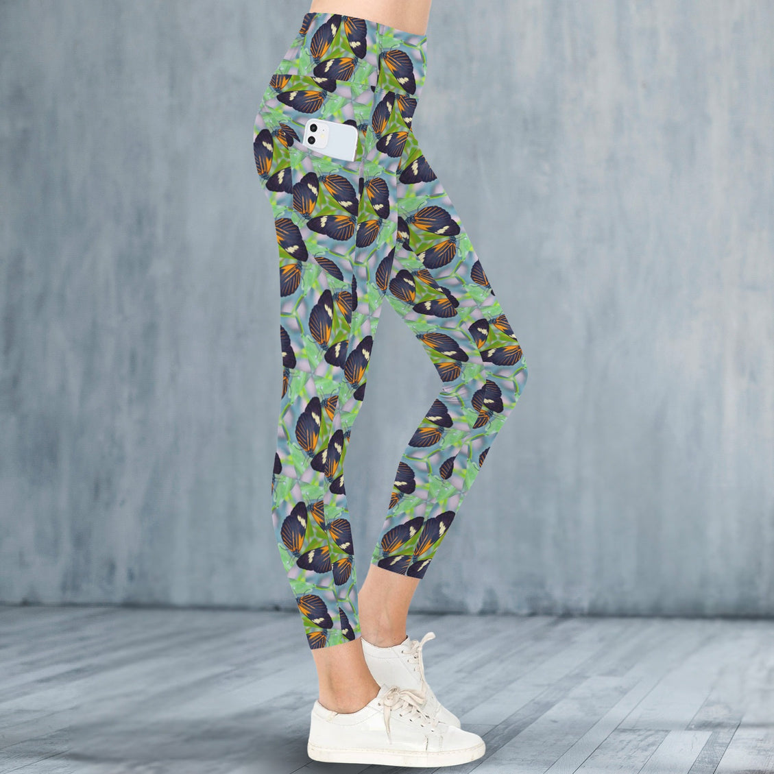 High Waist Pockets Yoga Leggings Butterflies