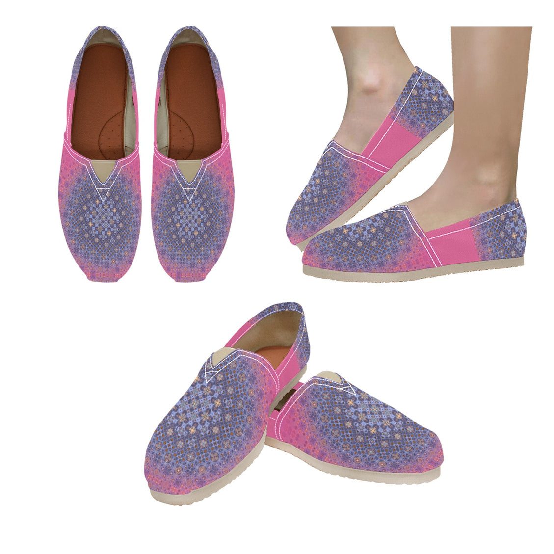 Espadrilles Canvas Pheasant Feathers Mandela Boho Pink