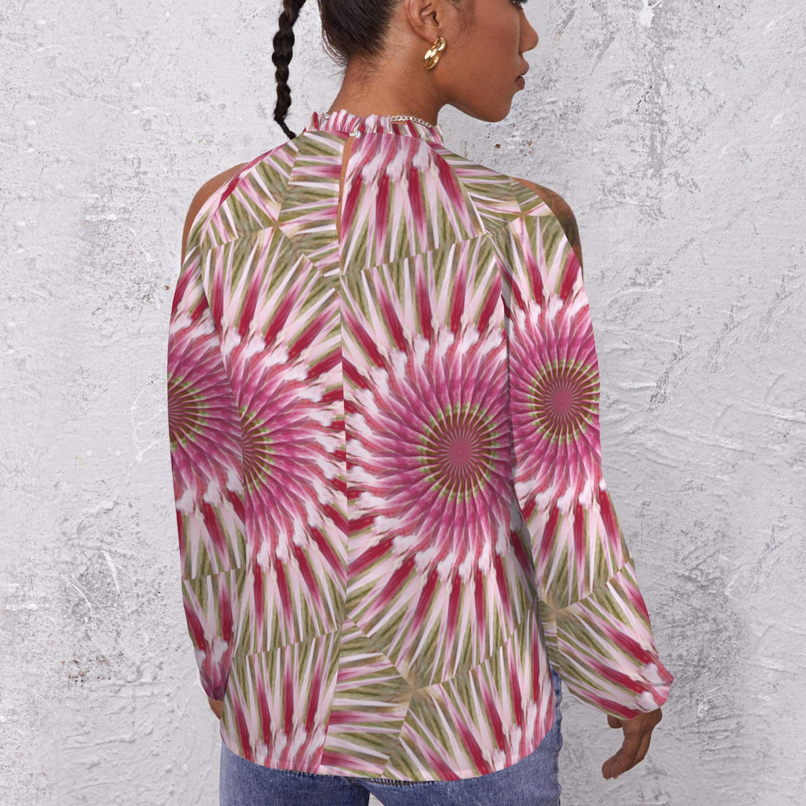 Long Slit Sleeve Blouse Milkweed Swirl