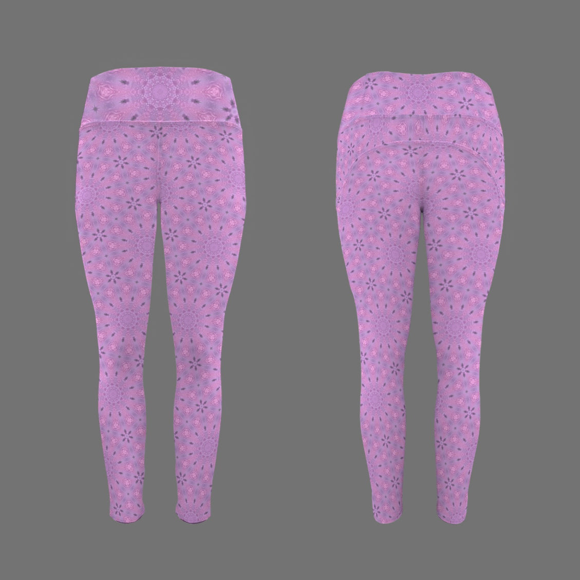 High Waist Pockets Yoga Leggings Lavendar Flower