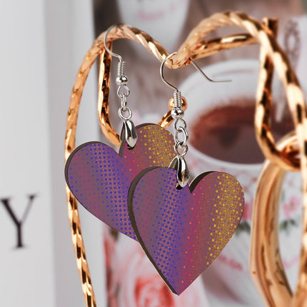 Wooden Heart Earrings Festive