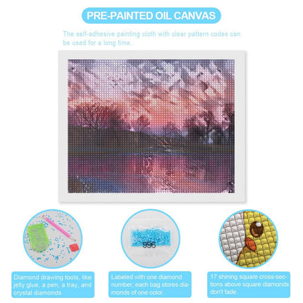 Design Diamond Painting 20"×16"(Horizontal) Sunset on the South Grand River South Dakota