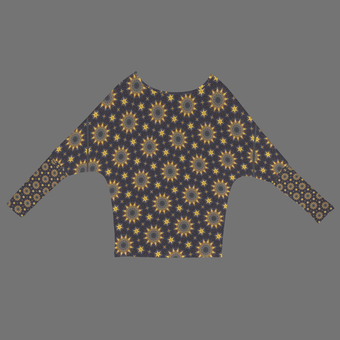 Batwing Long Sleeve Sweater Sunflowers Purple Sunset