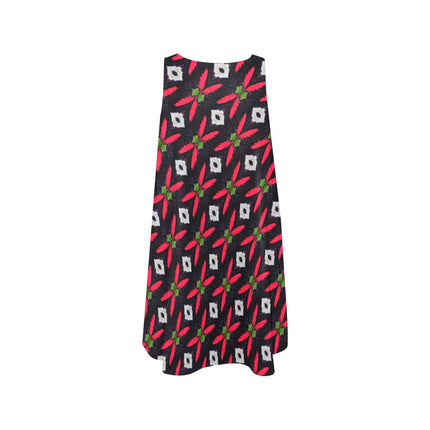 Tank Dress Black Red Butterfly