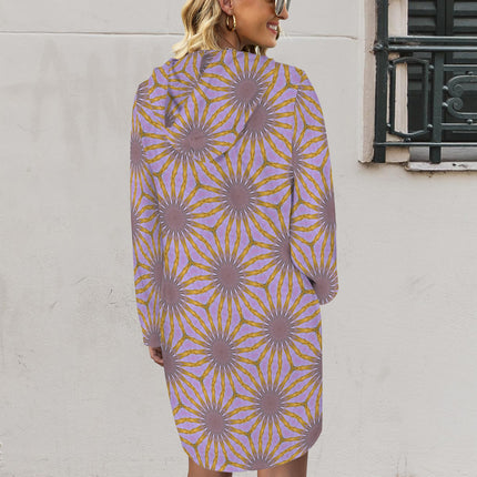 Hoodie Dress Lavendar Gold Flower