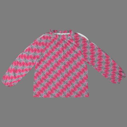 Long Slit Sleeve Blouse Bright Pink Butterfly Balm