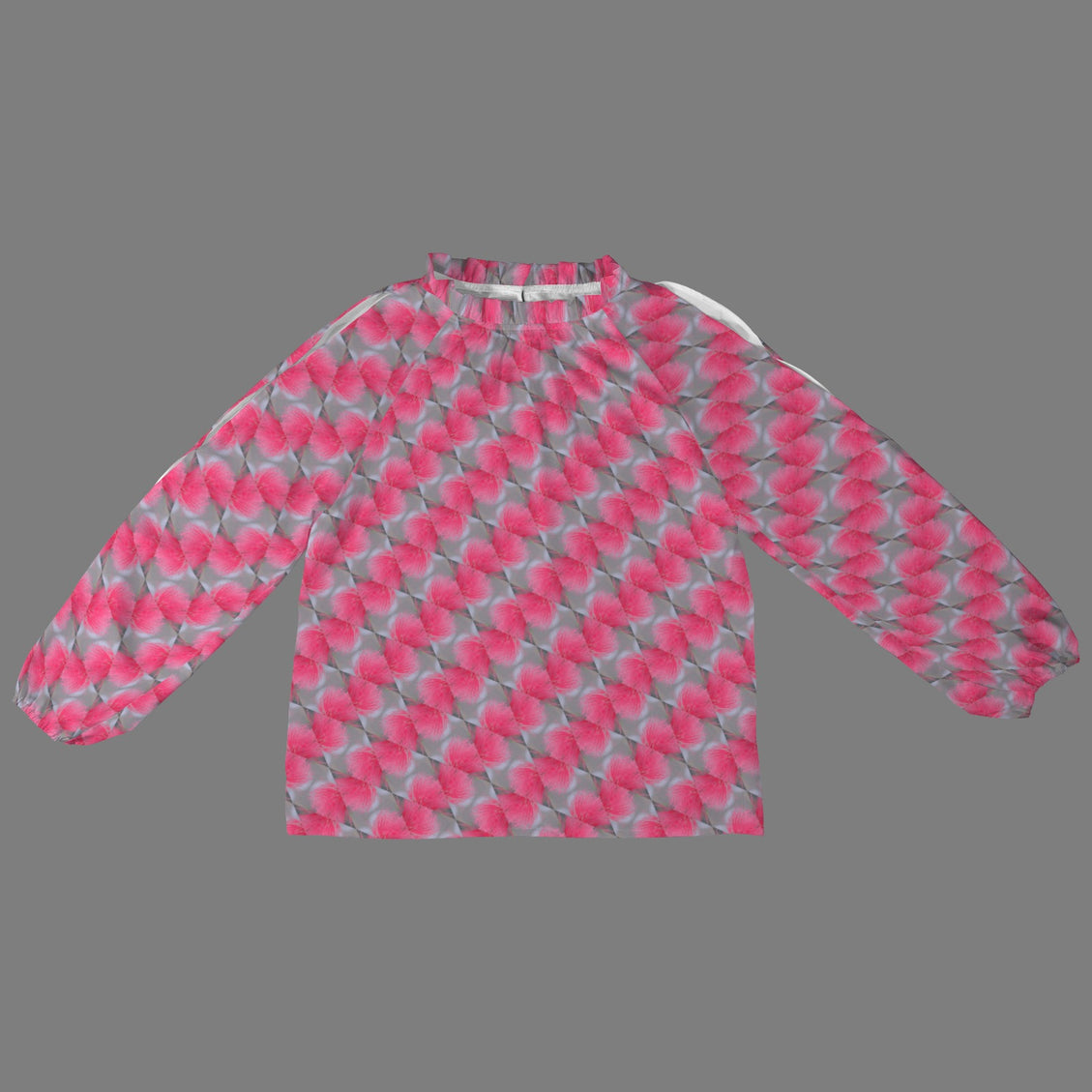 Long Slit Sleeve Blouse Bright Pink Butterfly Balm
