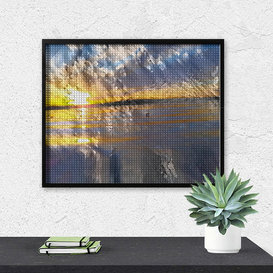 Design Diamond Painting 20"×16"(Horizontal) Sunset on the Lake South Dakota