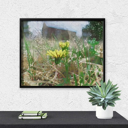 Design Diamond Painting 20"×16"(Horizontal) Dandelions on a Rainy Day