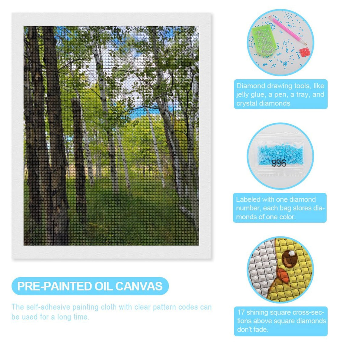Design Diamond Painting 16"×20"(Vertical) Aspens in Wyoming