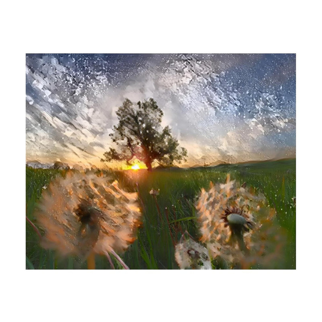 Design Diamond Painting 20"×16"(Horizontal) Dandelions at Sunset South Grand River