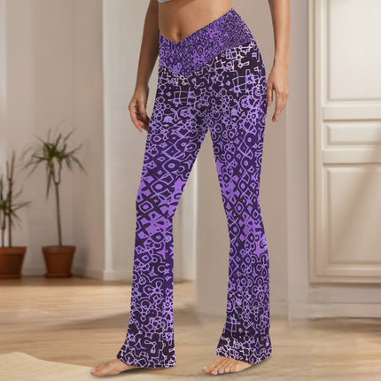 Flare Leggings Purple and Black Graphic