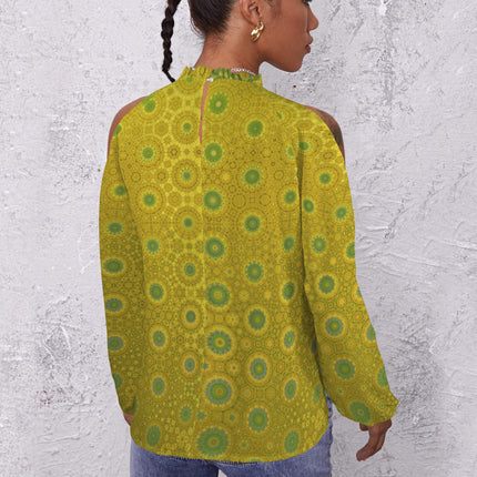 Long Slit Sleeve Blouse Gold and Green Ombre